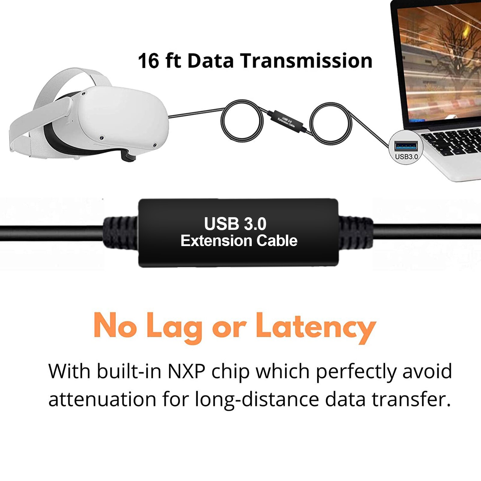 Datakabel Computer Game Met Versterker Accessoire Usb Datakabel Universele Verlengkabel Voor Oculus Quest 2 Vr Link Kabel