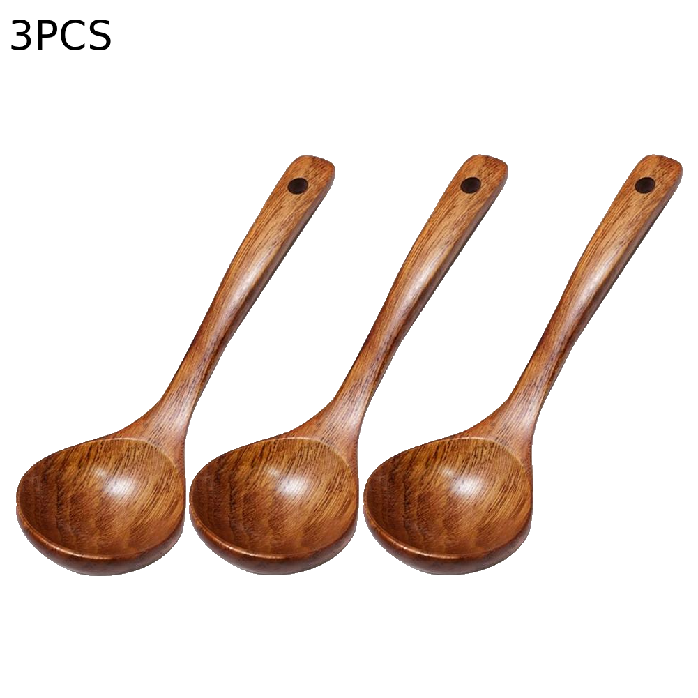 1/3PCS Household Japanese Wooden Spoon Natural Soup Spoons Bamboo Wood Spoon for Eating, Handmade Condiments Mixing Serving: light green