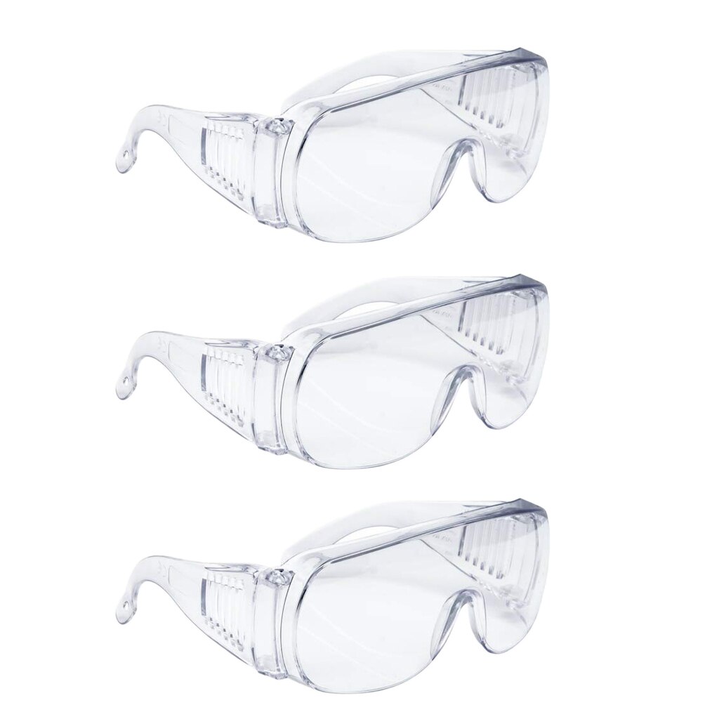 3 Pcs Transparent Frame PC Safety Glasses Hospital Worker Eye Protection Eyewear Prevent Saliva Anti Flu Elastic Band