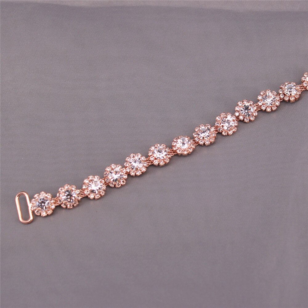Rose Gold Crystal Hoofdband Bruid Bruidsmeisjes Sjerp Bruids Riem Met Strass Trouwjurk Riem