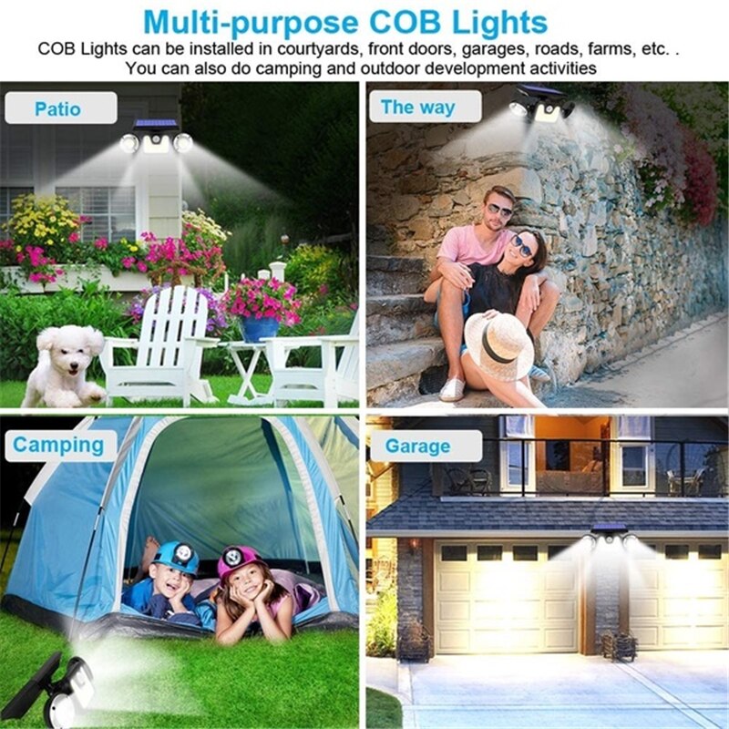 Solar buitenlamp met 74 leds, wandlamp met pir-bewegingssensor, tuinlamp op zonne-energie, waterdicht, energiebesparend, straatverlichting