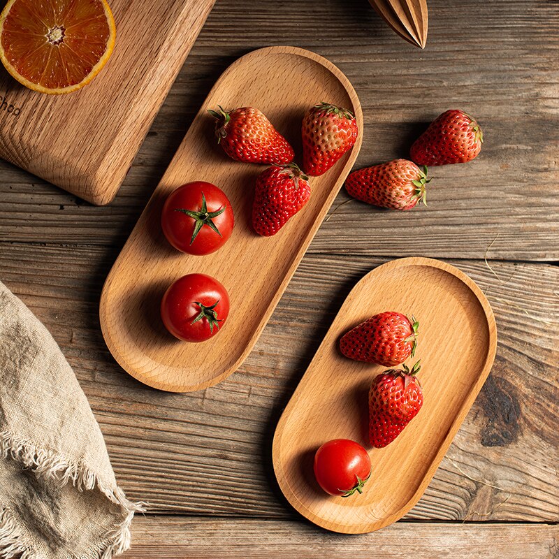 Retro Beech Wood Plate Wooden Kitchen Bread Fruit Food Photography Plate Serving Tray Props Storage Decoration Pan Tableware