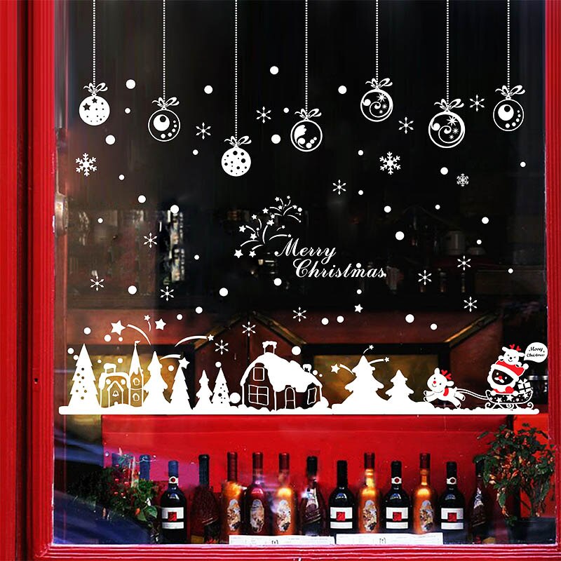 Gør-det-selv julemand juleby klistermærker butiksvindue glas indretning julepynt til hjemme festival decals: Default Title