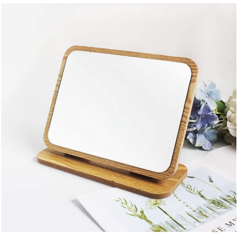 Vanity Mirror Wooden Rustic Surface Countertop Desktop Stand Travel Mirror Foldable Dressing Table Bedroom Adjustable