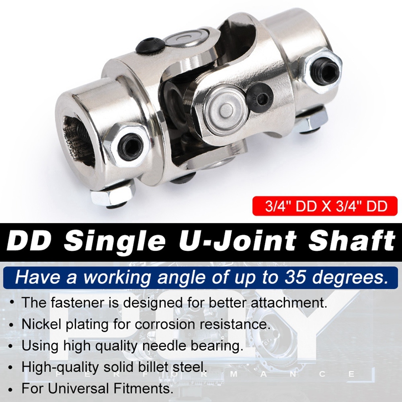 3/4 Inch Dd X 3/4 Inch Dd Nikkel Plating Enkele Steering Universal Joint, lengte 3-1/4 Inch (83Mm)