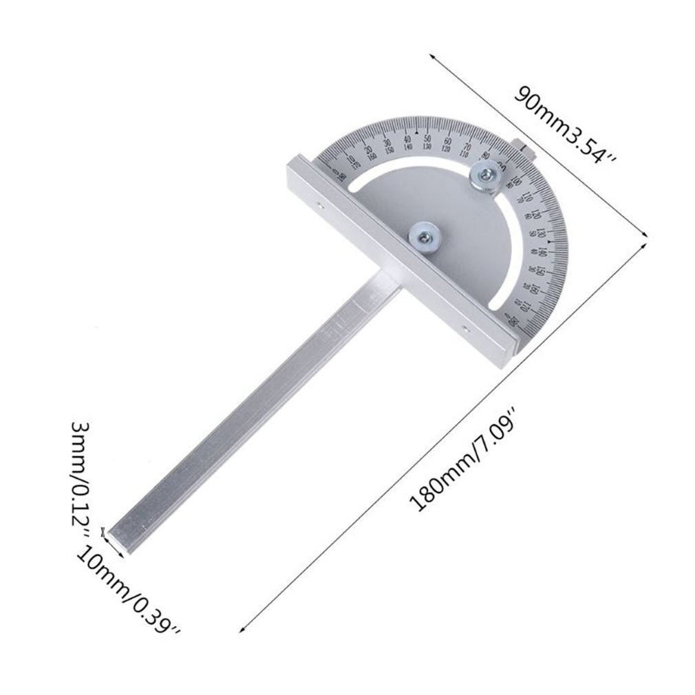 T-Slot Angle Ruler 180 ° Adjustable Protractor Multifunction Stainless Steel Roundhead Angle Ruler Mathematics Measuring Tools