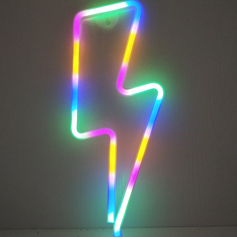 Rayo de luz LED con señal de neón, lámpara colgante de pared, decoración de habitación, decoración para el hogar, boda,: Rainbow Lightning