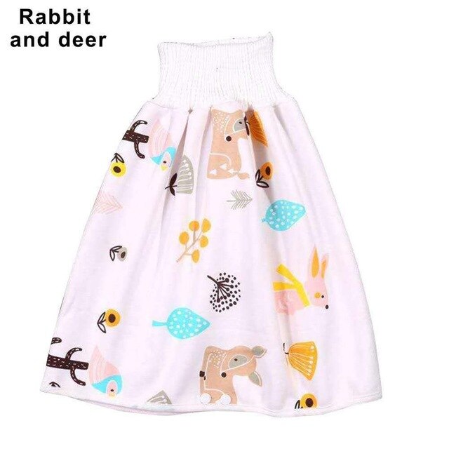 2 in 1 Comfy Children's Adult Diaper Skirt Shorts Baby Boys Girls Absorbent Shorts Loose Harem Shorts Kids Cover Underwear: Rabbit and Dear / L