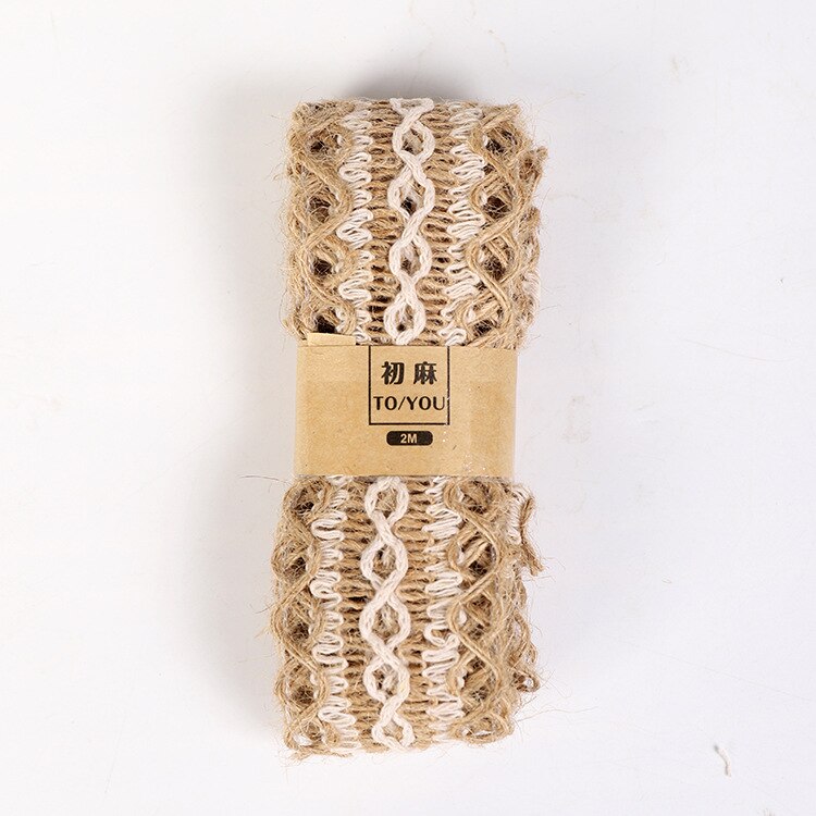 2m/ rullar naturligt festhantverk bröllopsband inslagning hampaband jute säckväv gör det själv festivaltillbehör festivaldekoration: I3-14 4 cm x 2m