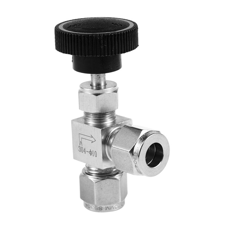 Adjustable Right Angle Needle 10Mm Hard Tube Ss304 Flow Control Shut Off Crane Needle Valve