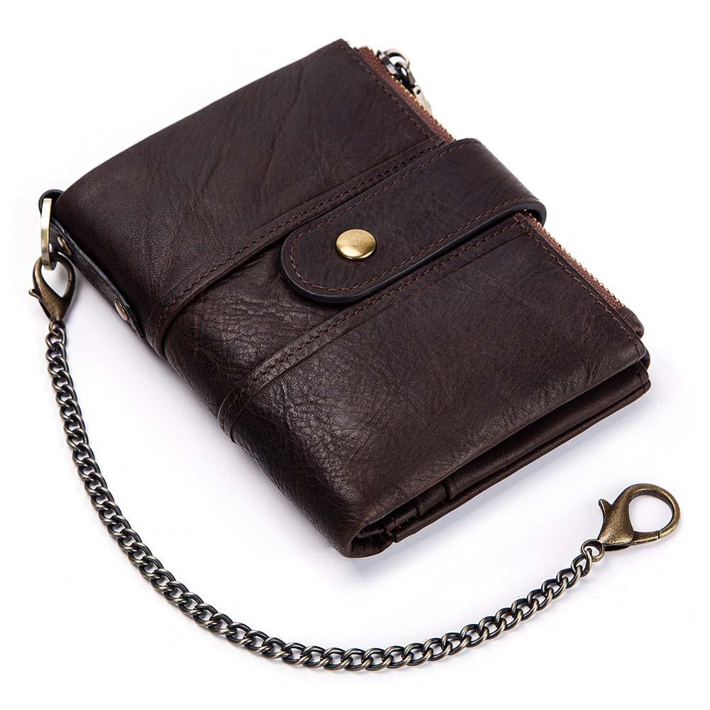 Wallet Wallets Women Women 100% Genuine Leather lady Red Walets For Organizer Coin Purse Clutch Short Small: Coffee-Chain