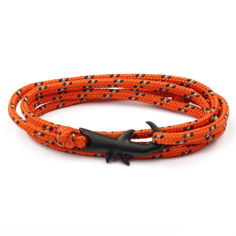 Punk Handgemachte Shark Warp Armband Multilayer Handarbeit Gewebt Viking Braclet Für Männer Armband Fallschirm Schmuck Pulserira Homme: Orange