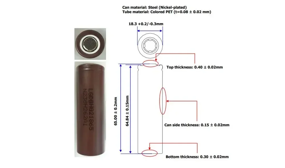 3000mAh 3.7V HG2 18650 Battery Lithium Rechargeable Batteries High Discharge 30A Power Cell