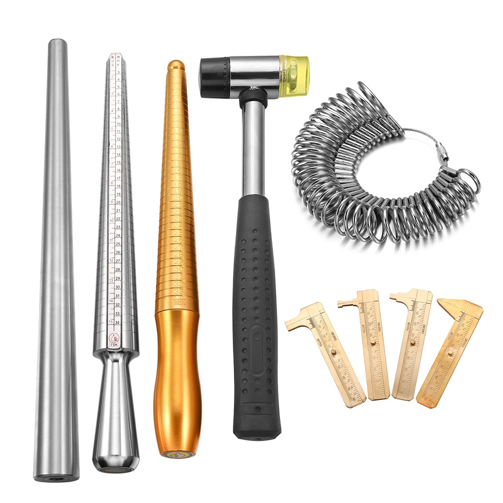 Varilla ampliadora de anillo , martillo con mango de mandril, medidor de anillo, palo medidor de dedo para hacer joyería DIY, herramientas de medición