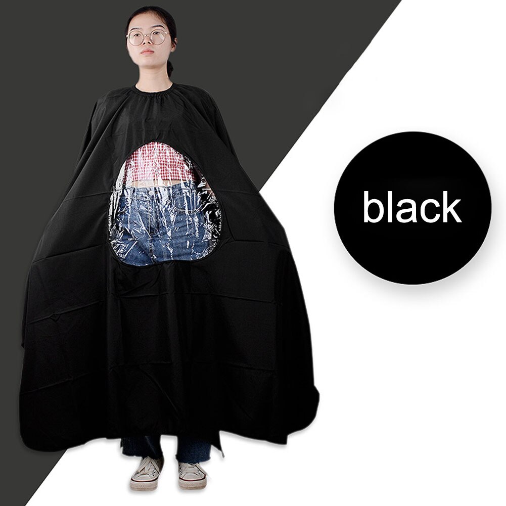 Hairdressing Cape Hair Salon Haircut Gown Cape with Visible Window Hair Dressing Wrap Apron Barber Shop Supplies: Black
