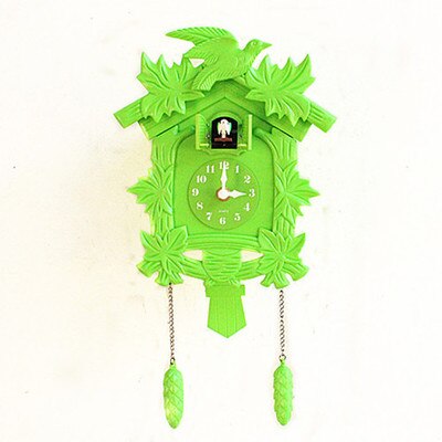 Cuckoo Bird Singing Wall Clock Bird Alarm Clock Hanging Clock Time for Home Restaurant Decoration Art Vintage Swing Living Room: green