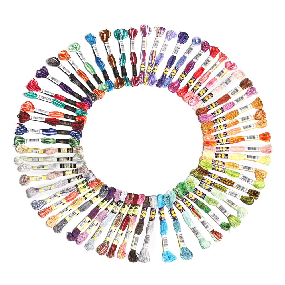 Brillo colores jaspeados 6 hilos 8m doble mercerizado 100% de algodón egipcio hilo hebra bordada Cruz hecho a mano: 61 Colors
