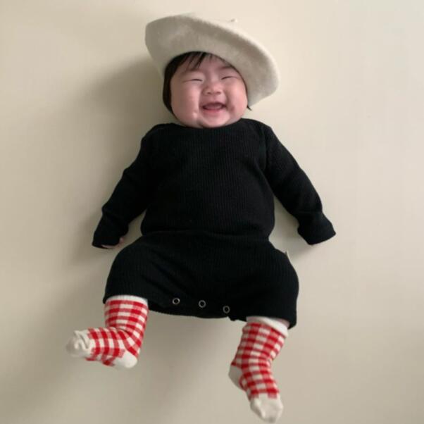 3877 baby bodysuits met lange mouwen, eendelig, stoffen herfst, jongens en meisjes, losse romper met hoed, roupa de bb menina, ropa bebe nina