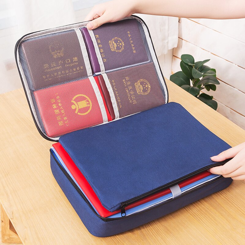 Borsa da donna borsa per passaporto certificato per documenti borsa da viaggio per famiglie con cerniera per Organizer da viaggio impermeabile: Blu