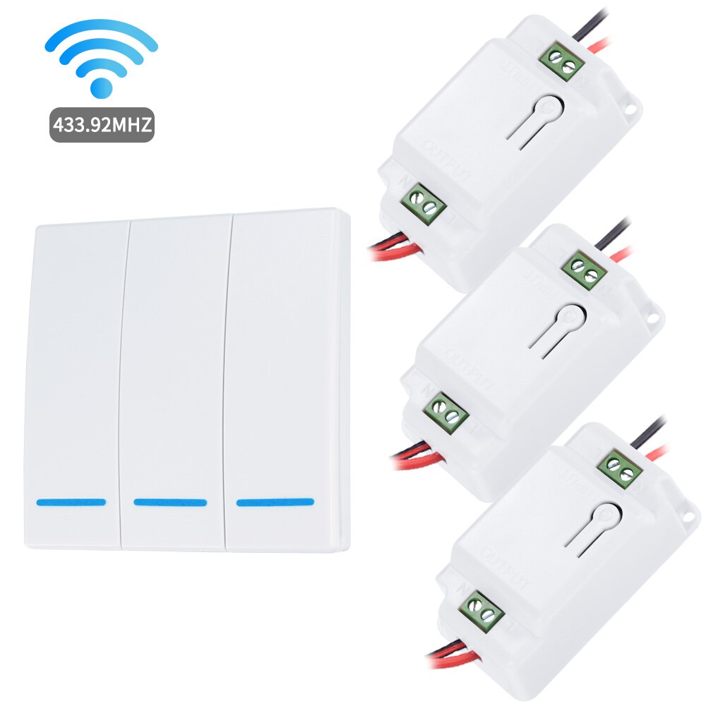 1/2/3 gäng 433 mhz smart push trådlös strömbrytare ljus rf fjärrkontroll mottagare hem väggknapp taklampa