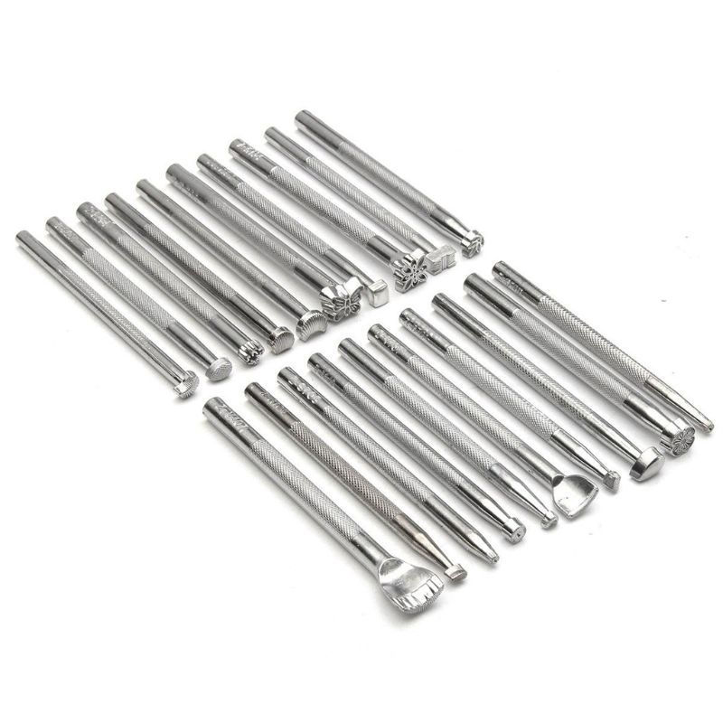 25 st läder präglingsverktyg manuell hantverkssats kit olika form stämplar set sadel gör diy punch trä hammare fasning