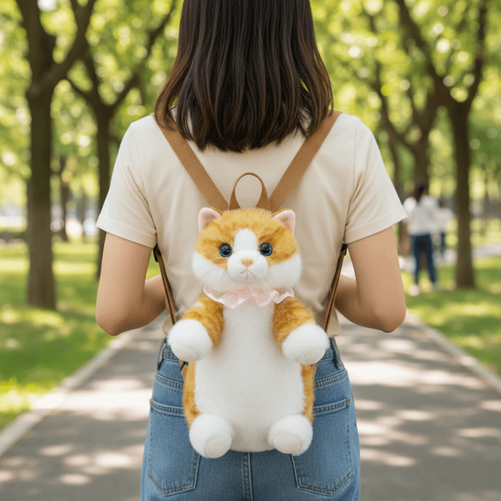 Söpö pehmeä realistinen kissareppu pörröinen kawaii-simuloitu nukke päiväreppu anime sarjakuva pehmolelut koululaukku syntymäpäivä