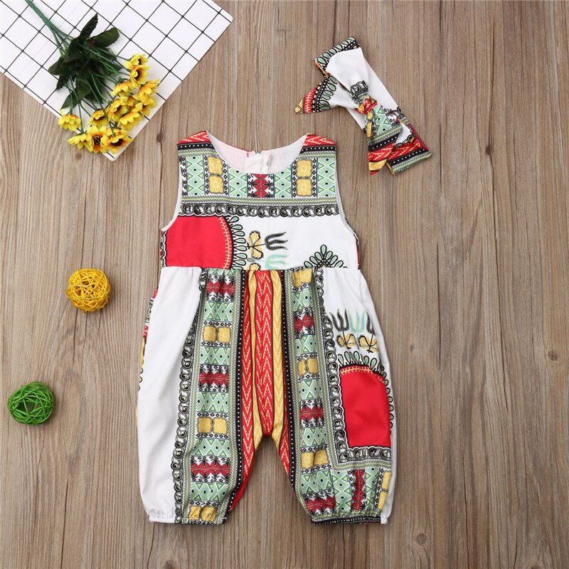 Style Infant Baby Girls Kids African Jumpsuit ClothesToddler Rompers Outfit: White / 4T