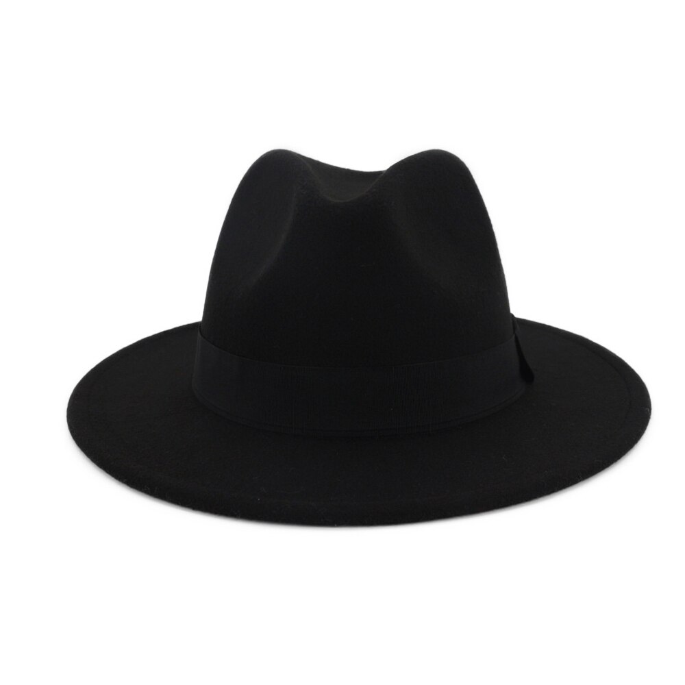 Women Wool Fedora Hat For Lady Autumn Wool Trilby Caps Wide Brim Jazz Church fascinator Hats