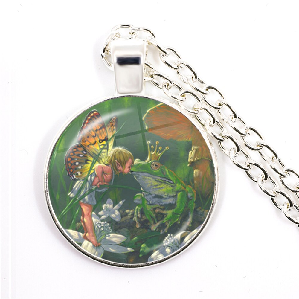 Nouvelle chaîne artisanale Vintage grenouille fée pendentif collier verre Cabochon femmes charme bijoux colares e correntes feminino