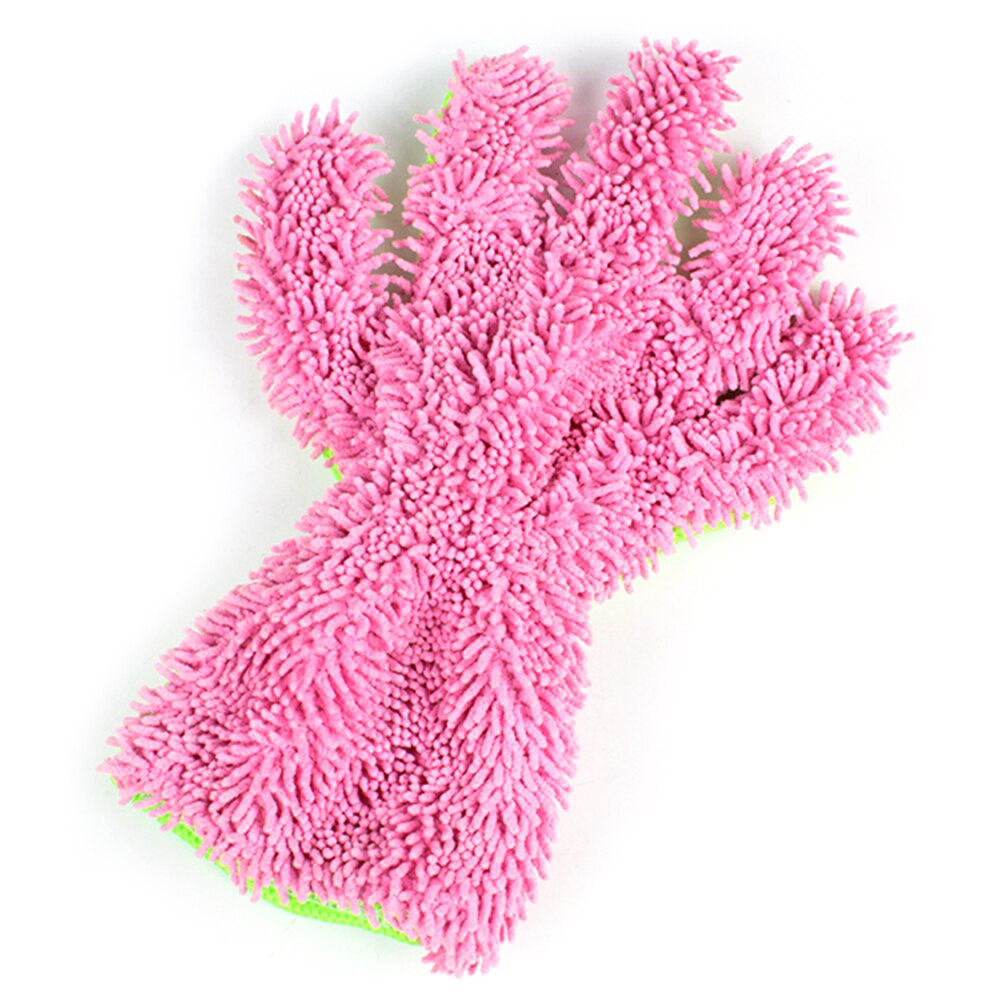 1pc holdbare mikrofiber bilrude vask rengøringsdug støvklæde håndklæde handsker vask rengøring anti ridse bil vaskemaskine: Lyserød