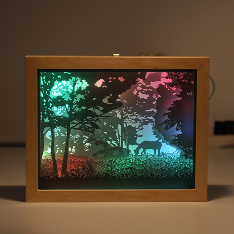 Home Decorative Box Shadow Picture Frames 3D Wall Hanging Gold Paper Cut Wall Art Light Painting Shadow Box Frame: 1