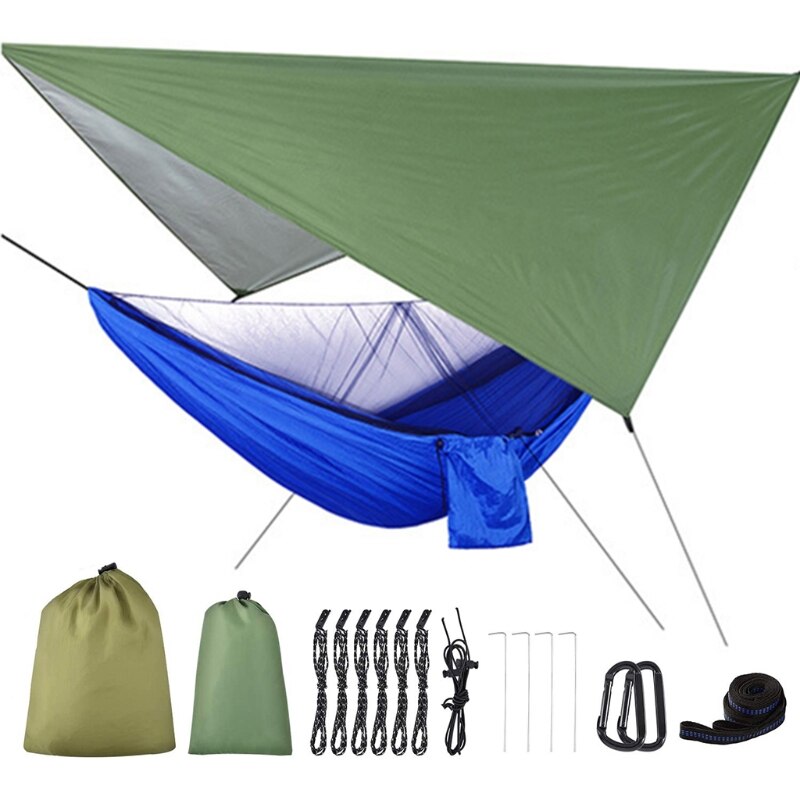 2 in 1 Lightweight Portable Outdoor Camping Hammock Mosquito Net Hammock Tent With Waterproof Canopy Awning Netting Set girls lo: J