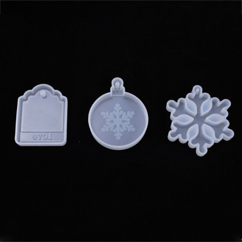 3Pcs Epoxyhars Mal Kerst Decoratie Kerstboom Sneeuwvlok Siliconen Mal Diy Ambachten Sieraden Maken Tool