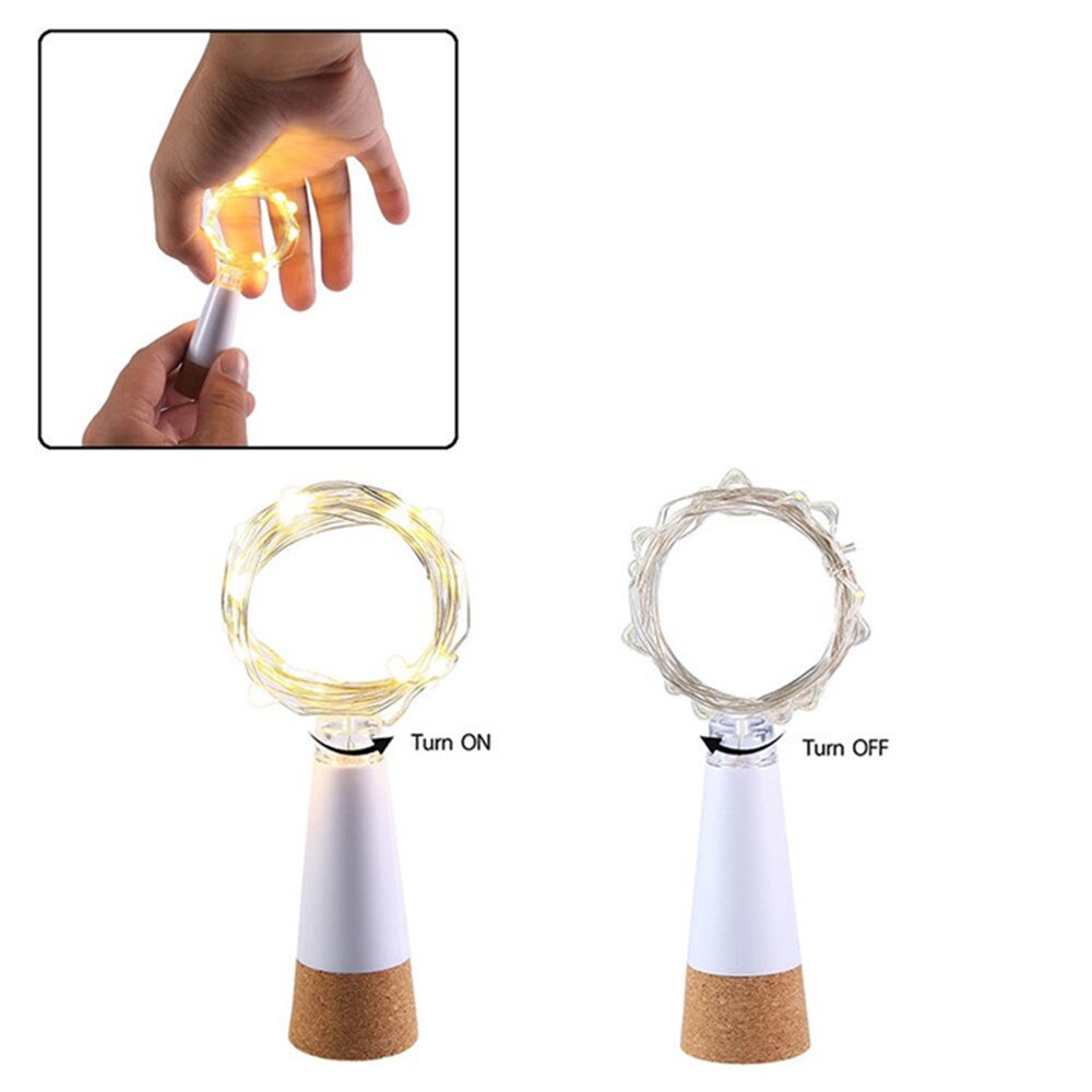 Luces de botella de corcho USB de 20 Leds, luces LED estrelladas de cadena de alambre de cobre recargable alimentadas por USB para decoración de de boda DIY