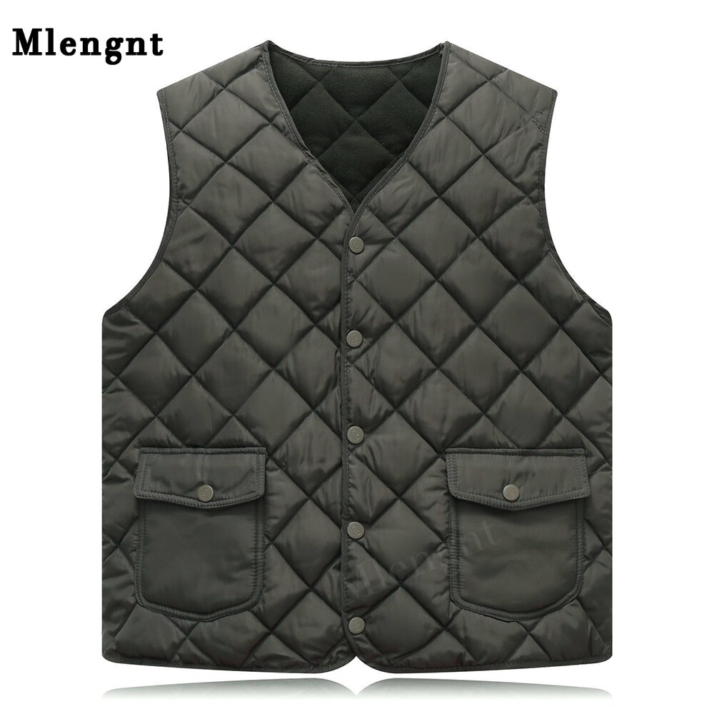 Inverno homens velo colete simples sólido sem mangas losango jaquetas outono casual engrossar quente colete com decote em v casacos roupas masculinas