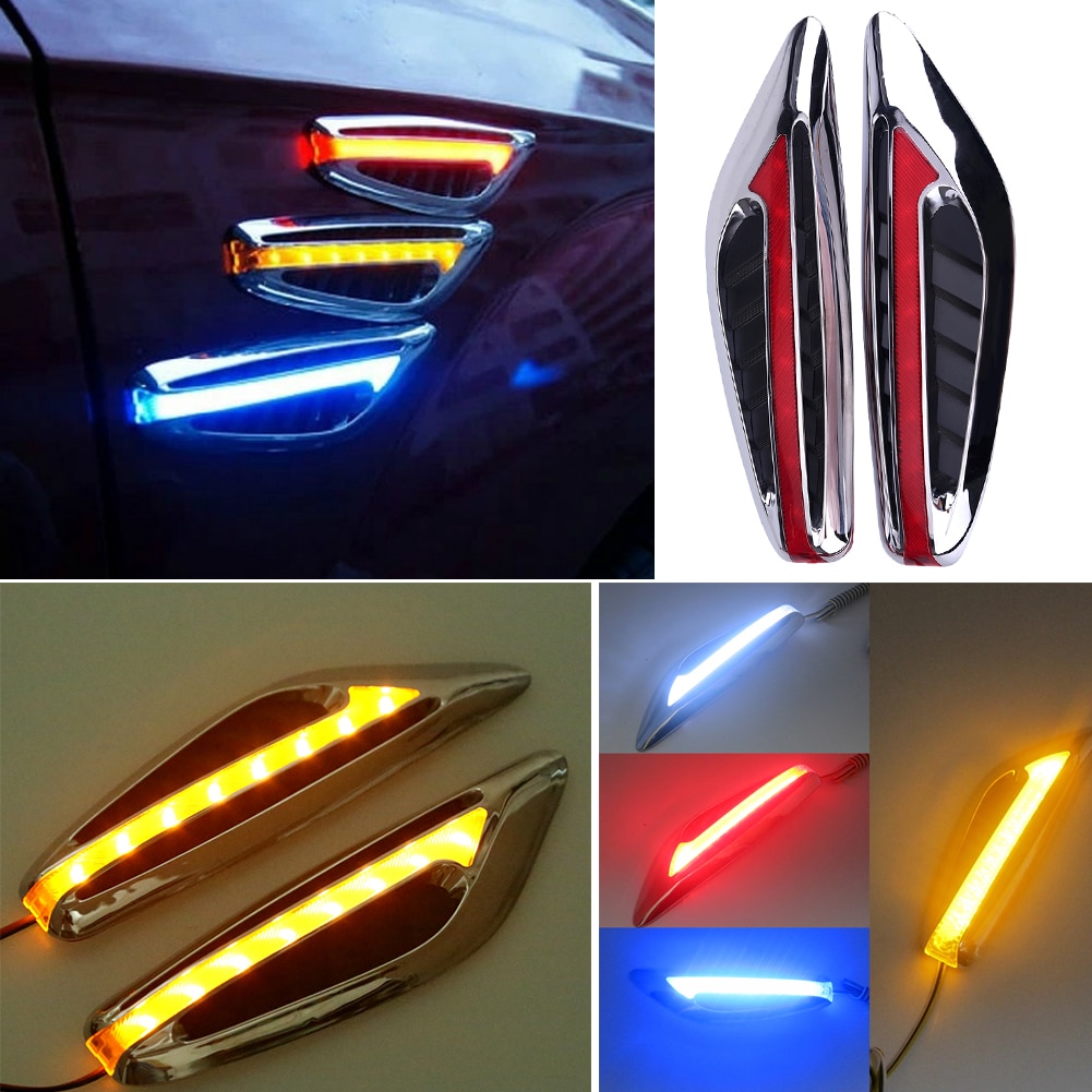 1 par de luces de dirección guardabarros lámpara lateral DC12V forma de hoja Auto coche luces LED laterales marcador luces de señal de giro
