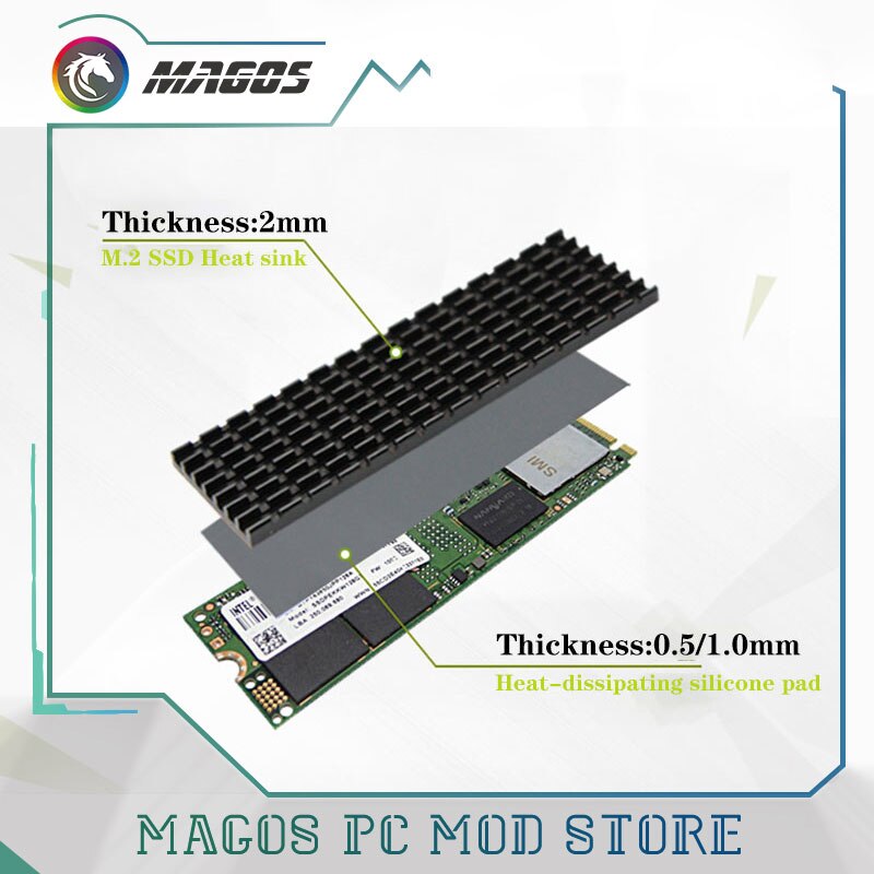GELID PC Water Cooling SSD Cooler Solid State Hard Drive Heat Sink Thermal Pad Conductivity 12W/MK Easy Heat Dissipation