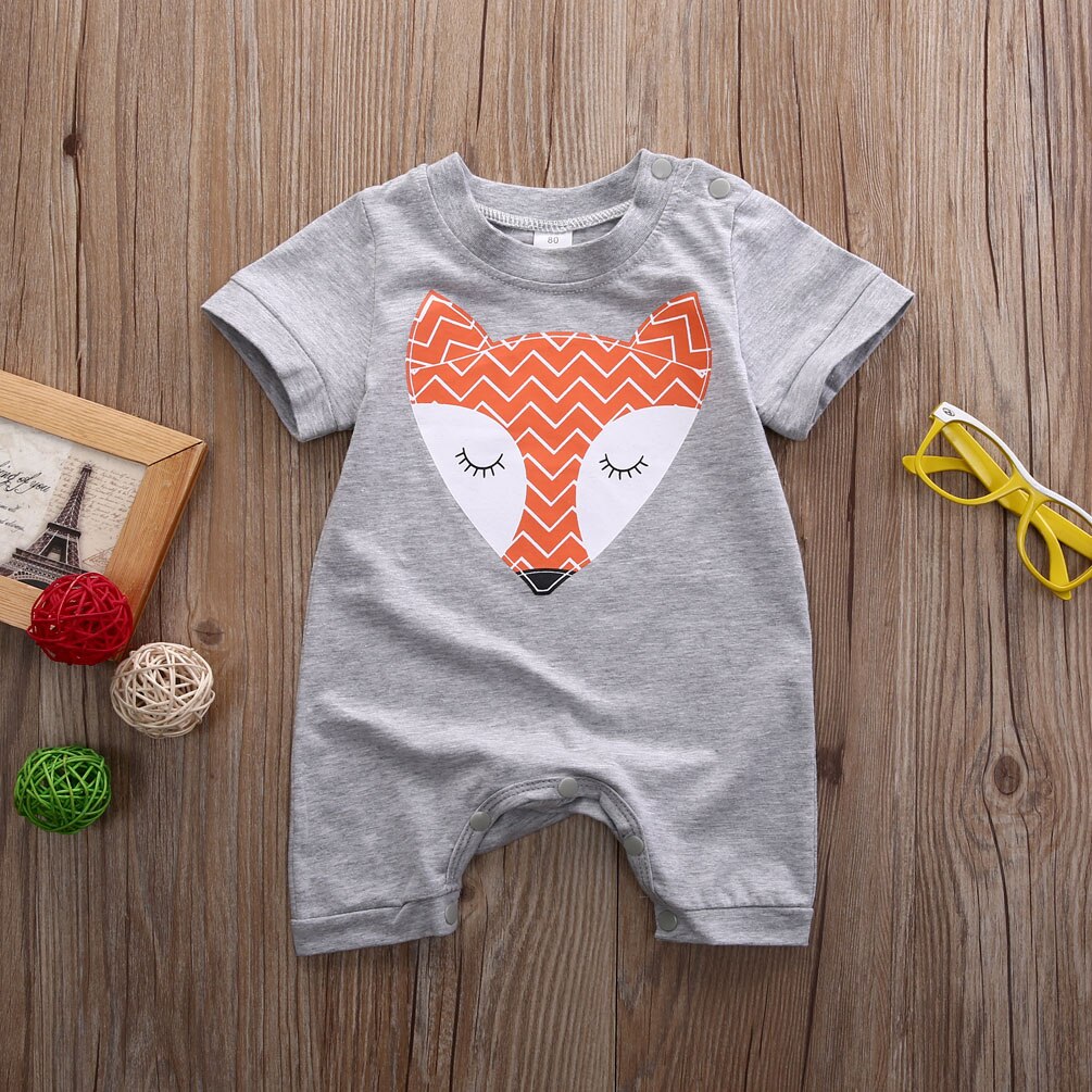 Cute Animal Baby Infant Boys Girls Short Sleeve Romper Summer Cotton Jumpsuit utfits 0-24M