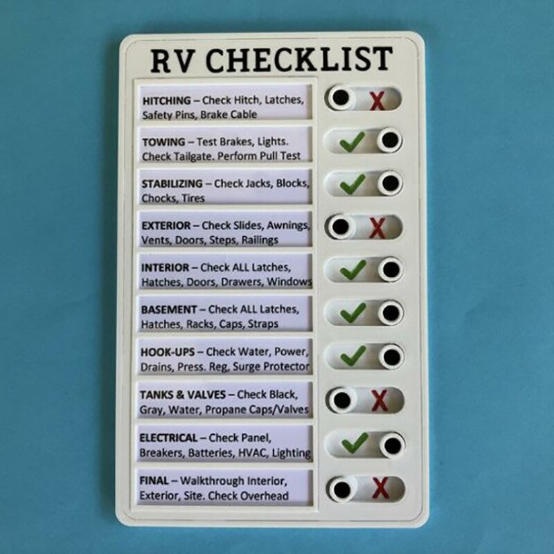 Bloc-notes de liste de contrôle pour camping-car, panneau en plastique détachable et réutilisable, bloc-notes , éléments de vérification, formulaire de planification des tâches, fabricant de liste: RV