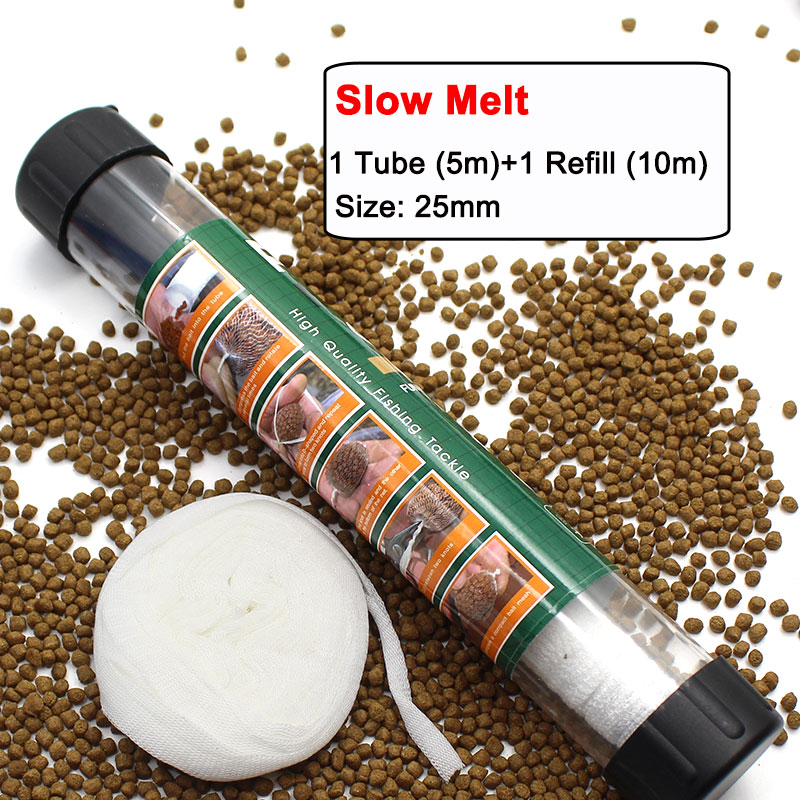 Carp Fishing Bait Boilies Bag Water Soluble PVA Mesh for Carp Coarse Feeder Fishing Boilie Bait Bag Tackle: 25mm - slow melt