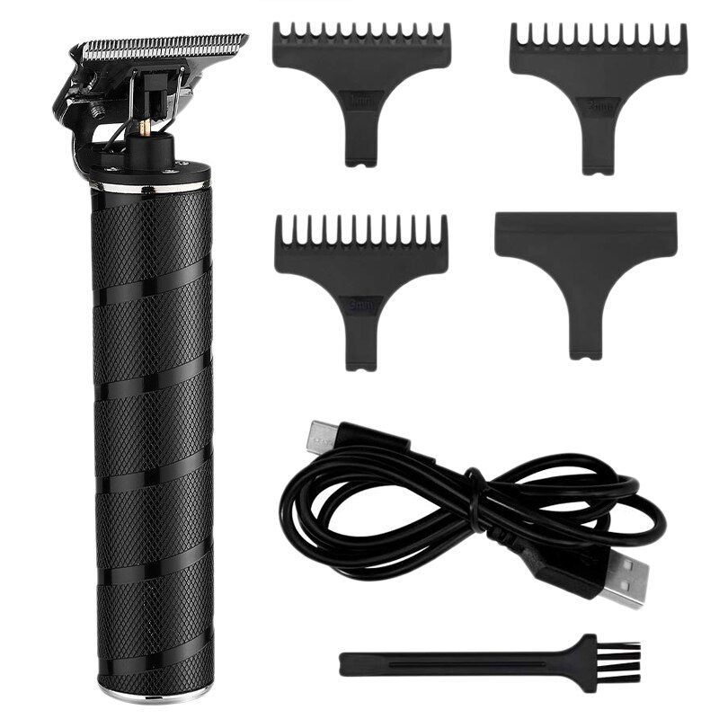 Rechargeable Cordless Cutting T-Blade Trimmer Hair Clippers Electric Outliner Clippers Barber Grooming: Black