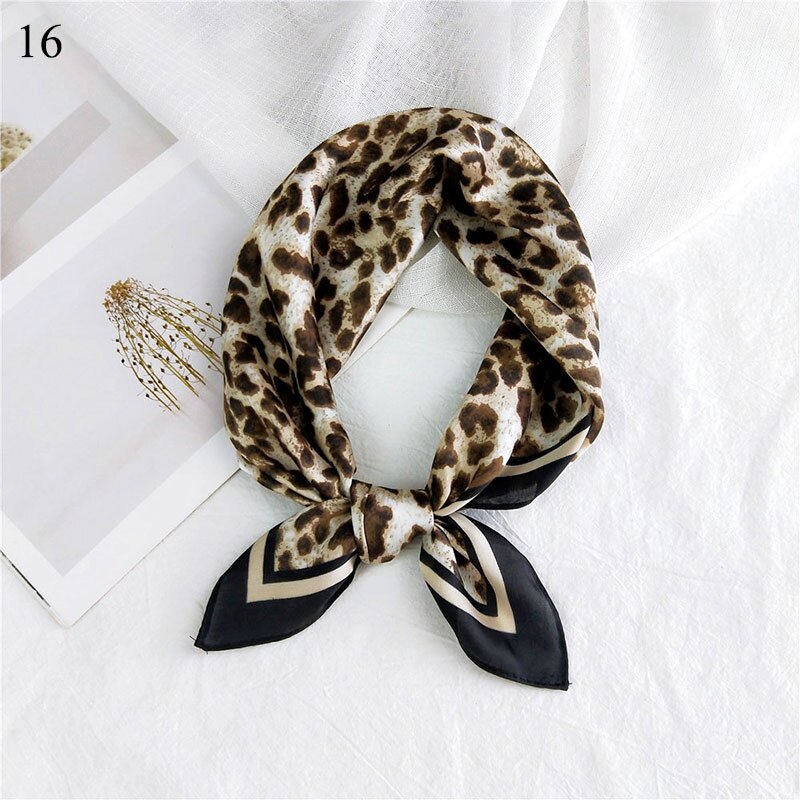 Foulard carré en soie imprimé pour femme, petit foulard de cou, bandeau pour cheveux, foulard, foulard, bandana, châle: 16