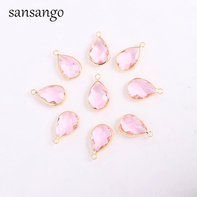 10 unids/lote de dijes de gota de agua, colgantes de aleación de cristal, pendientes DIY, collar para accesorios de fabricación de joyas: PLATEADO