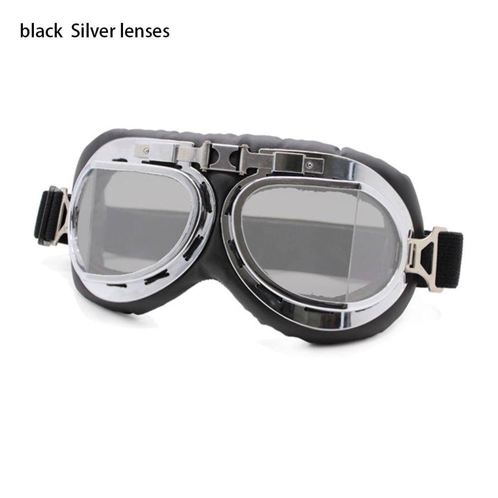 Retro Pilot Goggles Motor Beschermende Uitrusting Bril Oogbescherming Voor Motorcycle Cruiser Cafe Scooter Motoraccessoires: Black