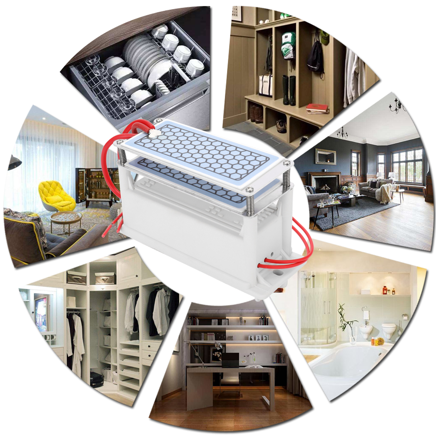 Portable 10g/h Ceramic Ozone Generator Double Integrated Plate Ozonizer Water Air Purifier Portable Oxygen Concentrator Machine
