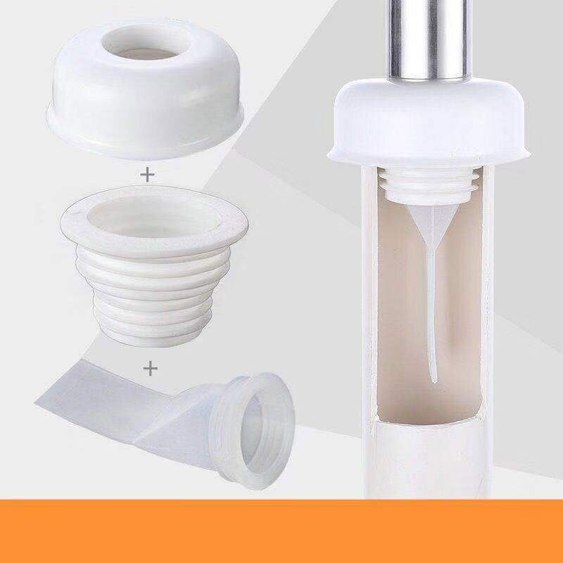 Drain Pipe Hose Seal Sewer Pipe Plug Deodorant Silicone for Washing Machine Hose Extended drain seal Household daily: White three piece