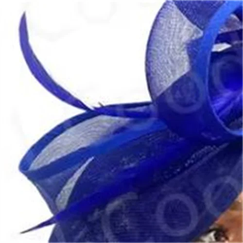 Chique marinha fascinators chapéu para mulheres elegante royal ascot millinery boné noiva casamento cocktail acessórios de cabelo véus headpiece: Azul