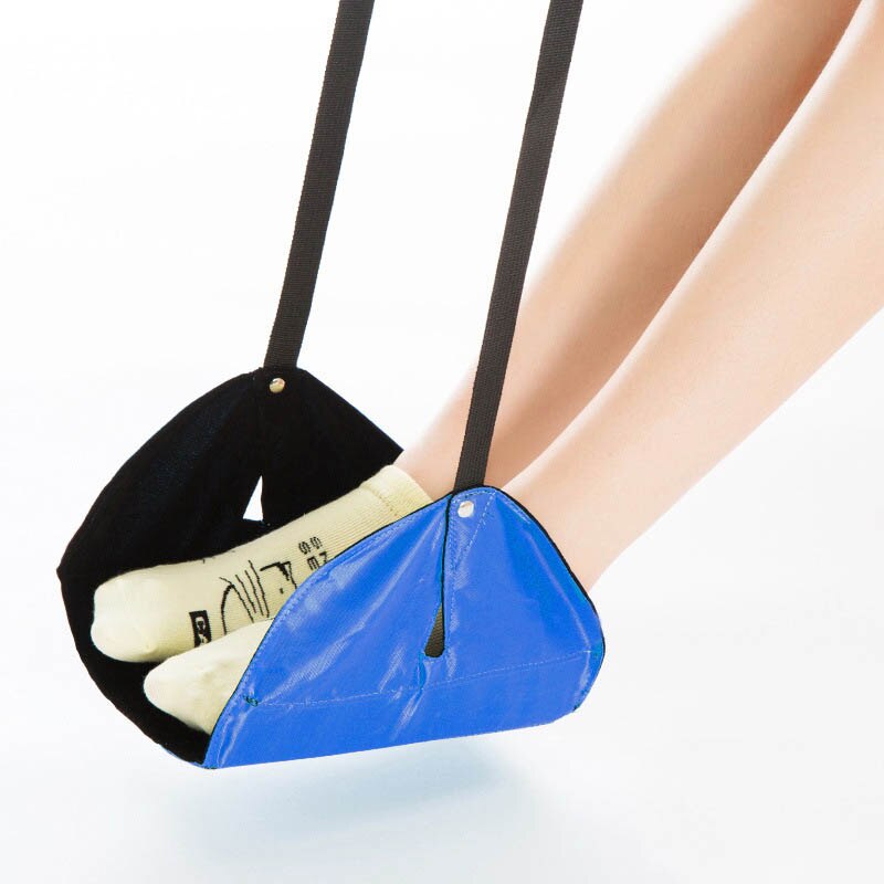 Outdoor Portable Footrest Polyester Flight Foot Rest Pillows Travel Airplane Leg Hammock Relieve Feet Swelling Footrest: single blue