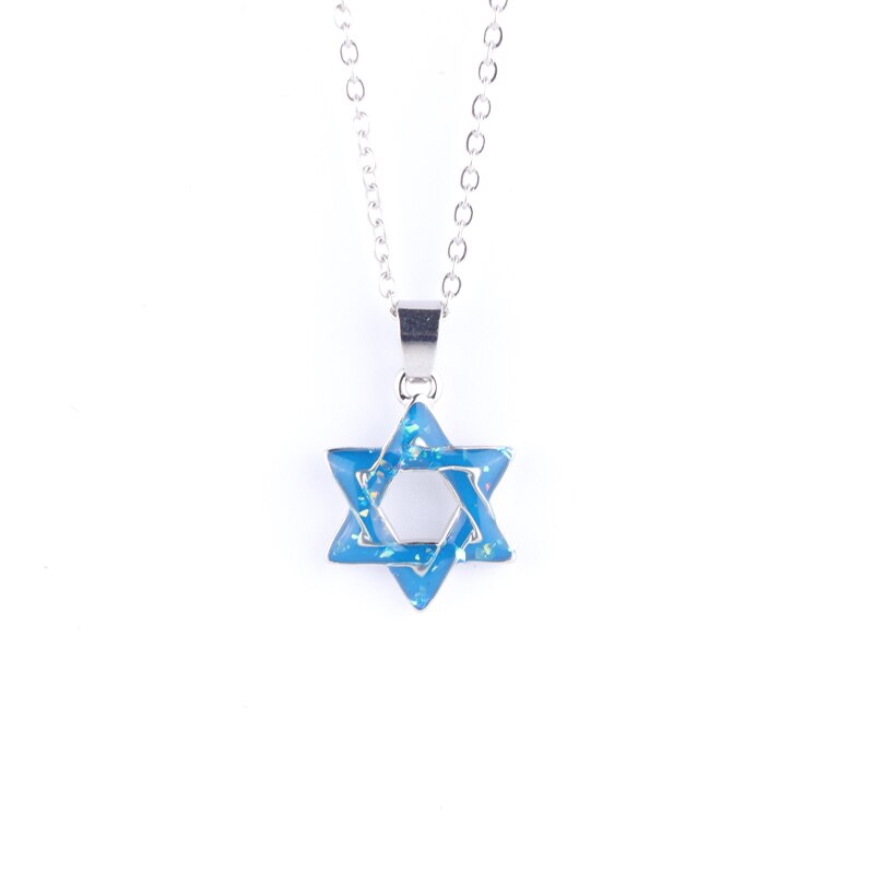 Trendy Vrouwelijke Sterren Vormige Hanger Kettingen Blauw Hexagon Star Choker Ketting Vrouwen Engagement Mode-sieraden: Blauw