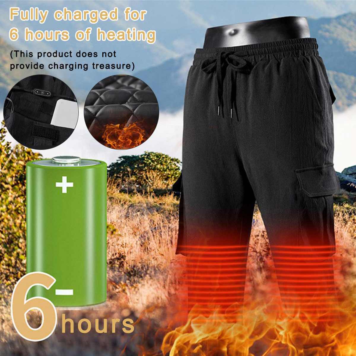 Heating Trousers Electric Heated Pants Thicken USB Intelligent Heated Warm Casual Pants 3 Adjustable Temperature Outdoor Pants